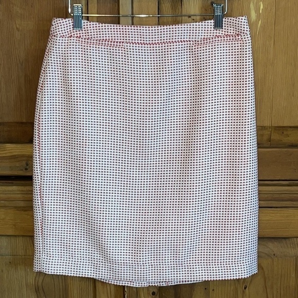 Halogen Red & White Gingham Print Pencil skirt Sz. 10 - Picture 4 of 14